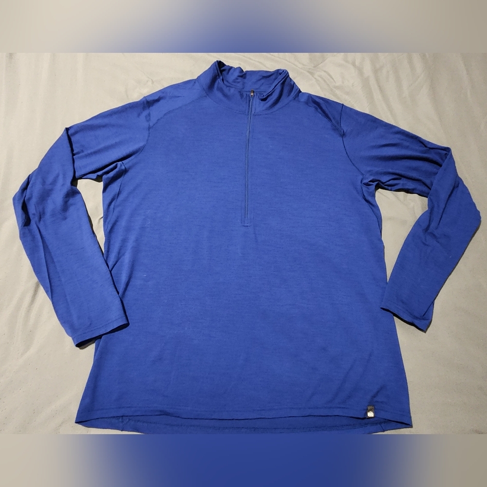 REI Co-op Mens Quarter Zip Pullover Long Sleeve Shirt Blue size Large